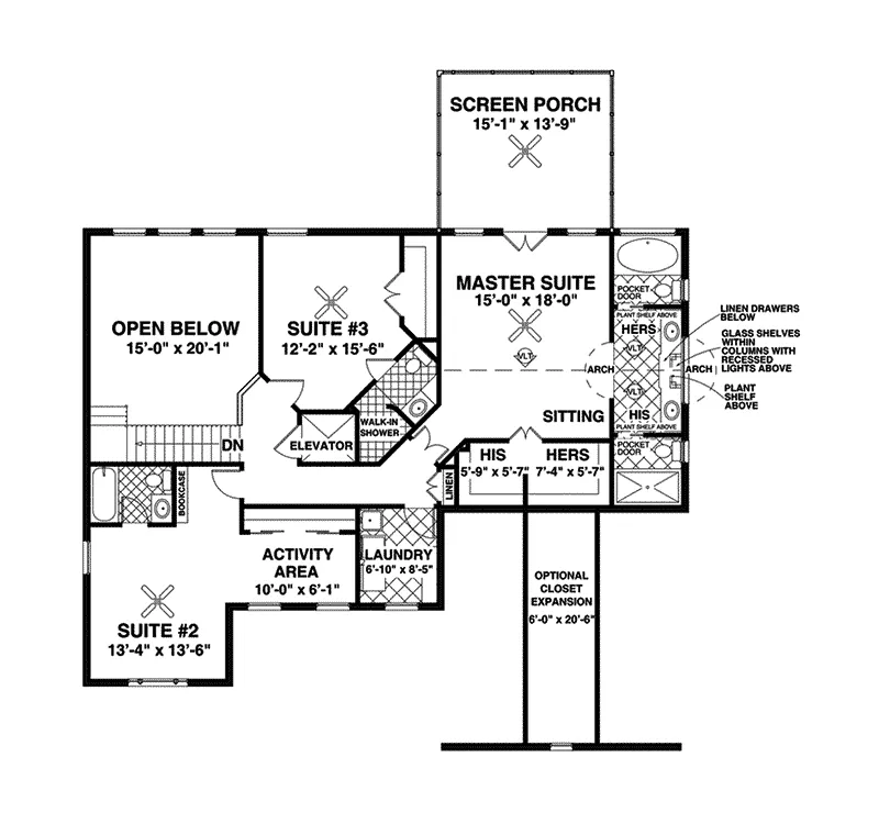 Rustic House Plan Second Floor - Draketown Craftsman Home 013D-0152 - Search House Plans and More