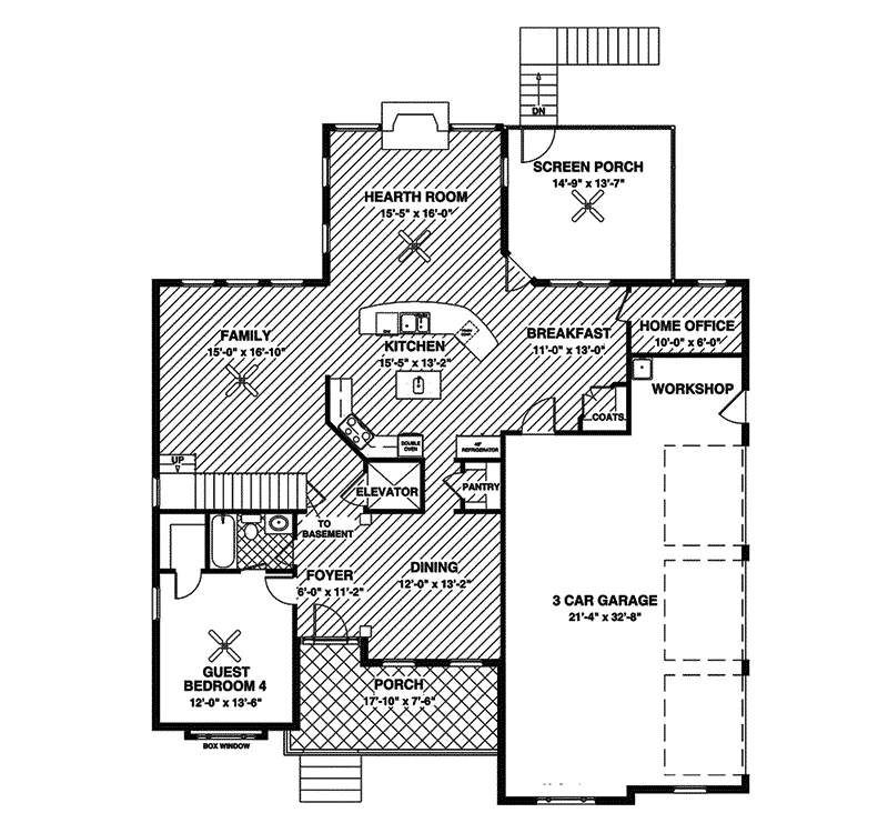 European House Plan First Floor - Lavonia Craftsman Home 013D-0157 - Shop House Plans and More