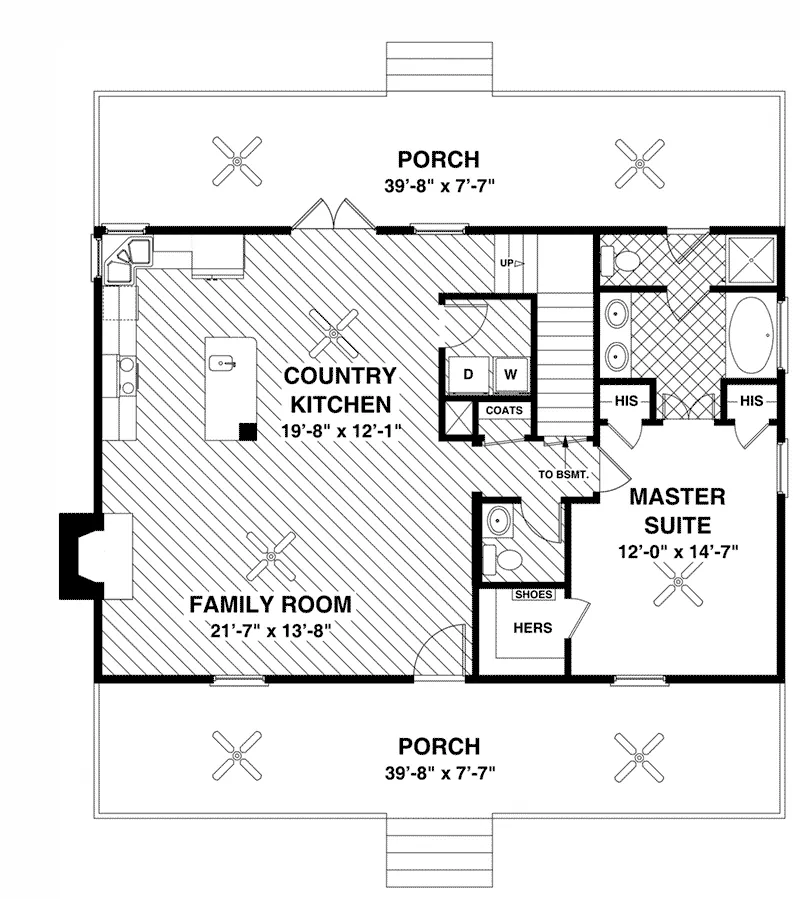 Traditional House Plan First Floor - Eunice Farm Country Home 013D-0199 - Search House Plans and More
