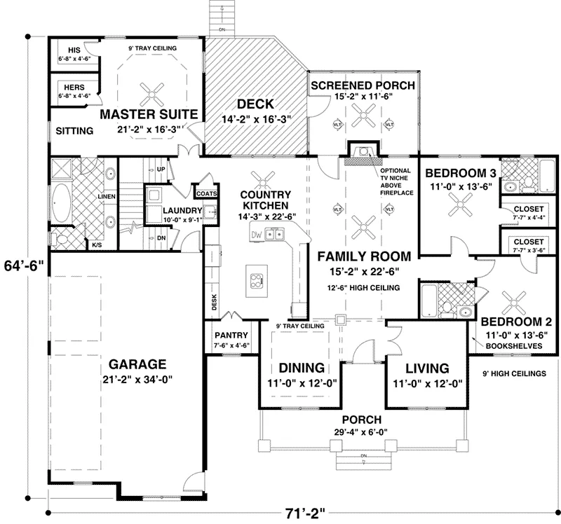 First Floor - April Acres Ranch Home 013D-0200 - Search House Plans and More