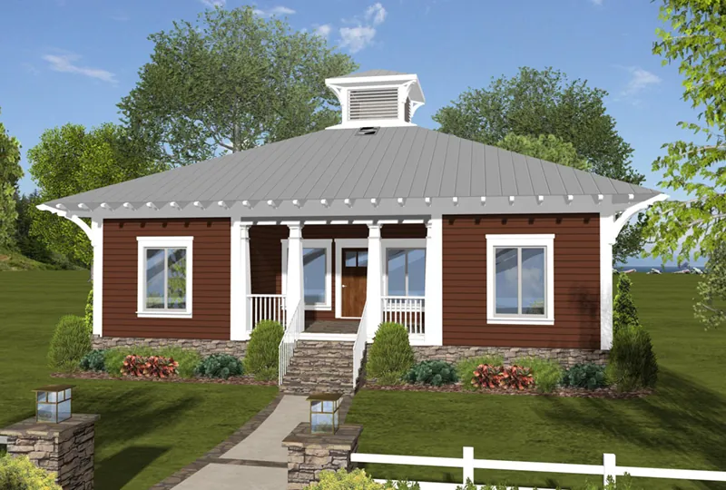 Florida House Plan Front of Home - Eco Box Green Home 013D-0216 - Search House Plans and More