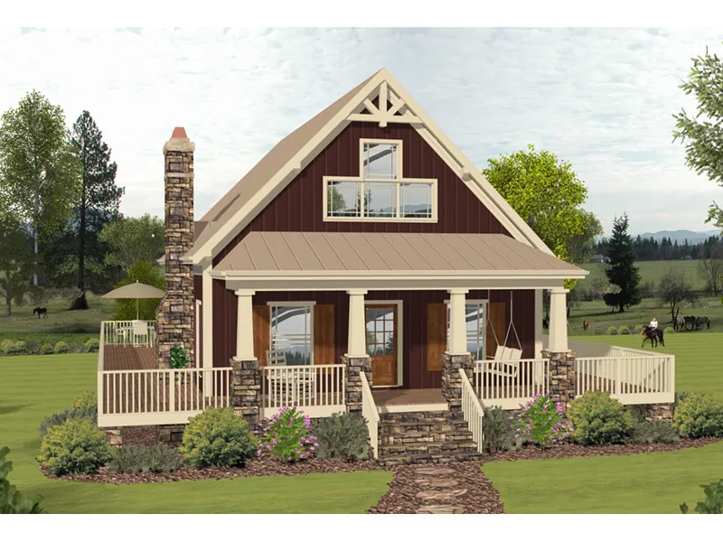 Country House Plan Front Photo 01 - Saddle Valley Country Bungalow 013D-0222 - Shop House Plans and More