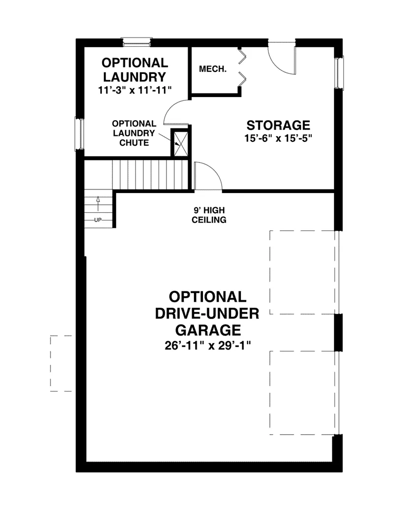 Country House Plan Lower Level Floor - Saddle Valley Country Bungalow 013D-0222 - Shop House Plans and More