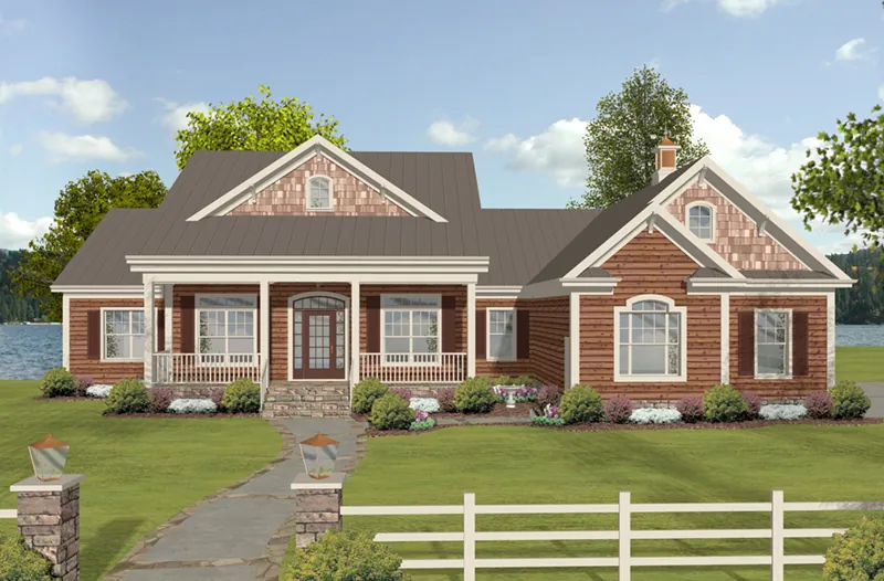 Ranch House Plan Front of Home - Waterside Country Home 013D-0236 - Shop House Plans and More