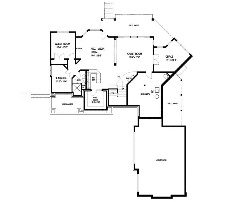 Arts & Crafts House Plan Lower Level Floor - Ingrams Mill Luxury Home 013S-0004 - Search House Plans and More