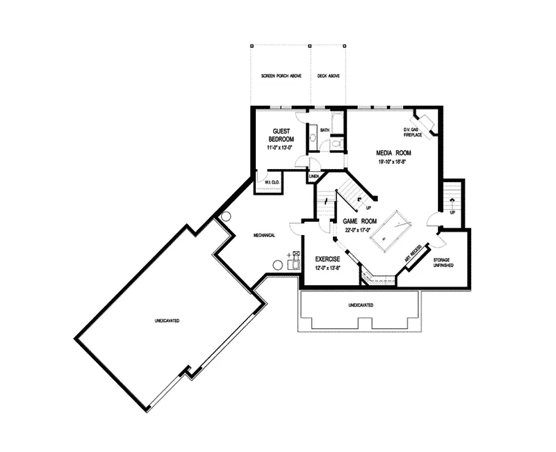 Arts & Crafts House Plan Lower Level Floor - Strayhorn Luxury Home 013S-0006 - Shop House Plans and More