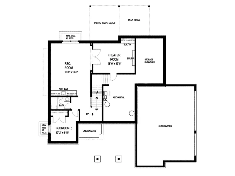 Traditional Home Plan Lower Level 013S-0007