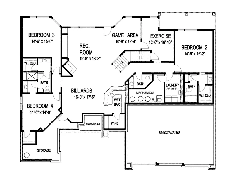 Craftsman House Plan Lower Level Floor - Sidney Field Modern Home 013S-0011 - Shop House Plans and More