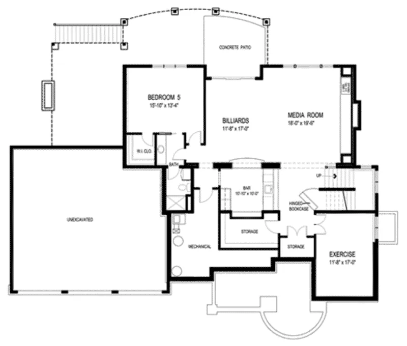 Craftsman House Plan Lower Level Floor - Big Stone Ridge Craftsman Home 013S-0012 - Search House Plans and More