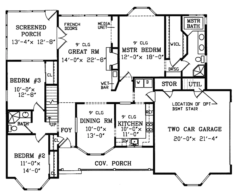 Country House Plan First Floor - Drakestone Country Ranch Home 016D-0003 - Search House Plans and More