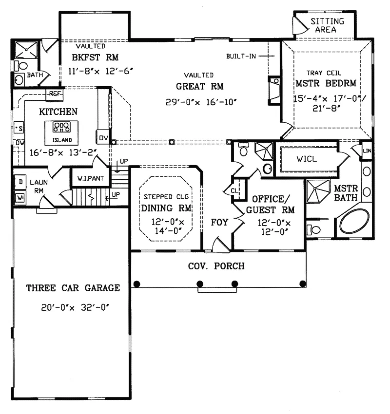 Traditional House Plan First Floor - Forder Pointe Country Home 016D-0004 - Search House Plans and More