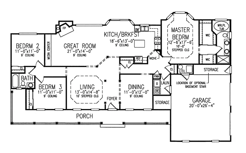 Farmhouse Plan First Floor - Oakpath Country Home 016D-0024 - Shop House Plans and More