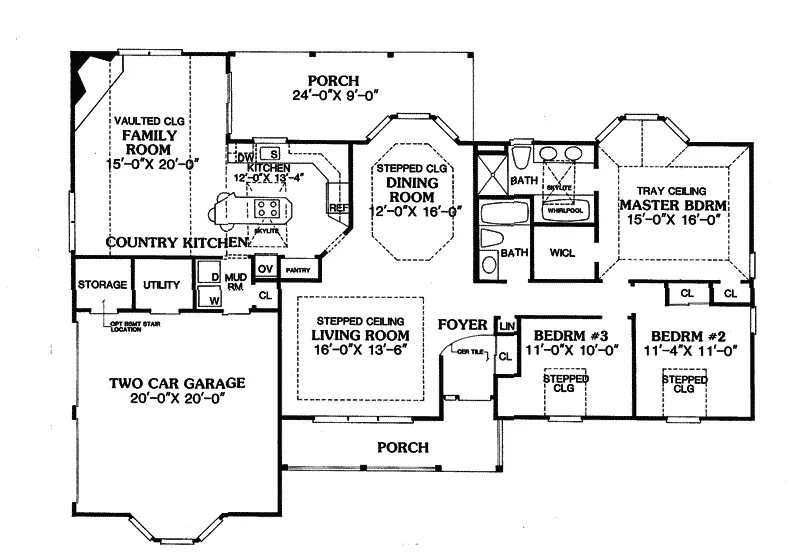 Traditional House Plan First Floor - Summervillage Ranch Home 016D-0043 - Shop House Plans and More