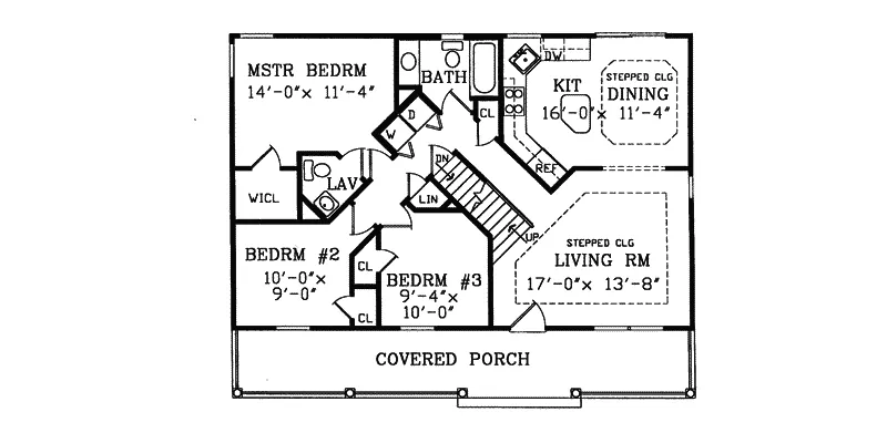 Ranch House Plan First Floor - Reddington Acadian Ranch Home 016D-0055 - Shop House Plans and More