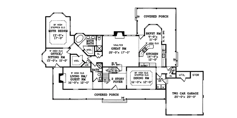 Southern Home Plan First Floor 016D-0059