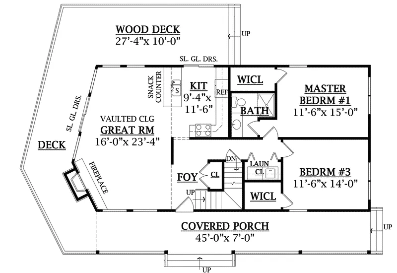 Cabin & Cottage House Plan First Floor - Quailrun Rustic Acadian Home 016D-0102 - Search House Plans and More