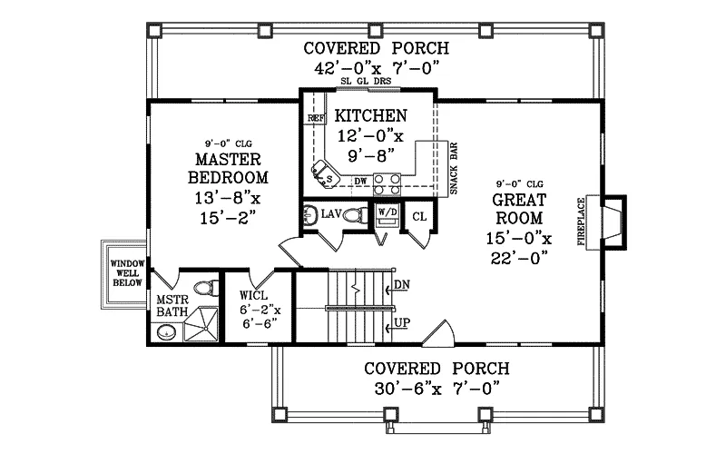 Waterfront House Plan First Floor - Crescentwood Craftsman Home 016D-0111 - Search House Plans and More