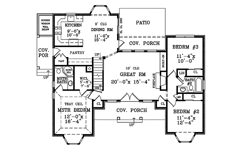 Southern House Plan First Floor - Woodburn Hill Ranch Home 016D-0112 - Shop House Plans and More