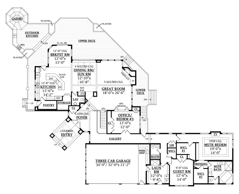 Prairie House Plan First Floor - Miller Luxury Craftsman Home 016S-0001 - Shop House Plans and More