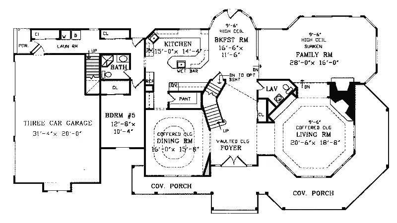 Traditional House Plan First Floor - Cascade Hill Victorian Home 016S-0005 - Search House Plans and More