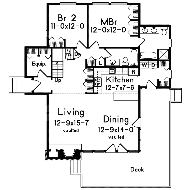 Lake House Plan First Floor - Iris A-Frame Lake Home 017D-0010 - Search House Plans and More