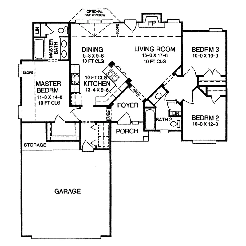 Traditional House Plan First Floor - Broadview Ranch Home 019D-0002 - Search House Plans and More