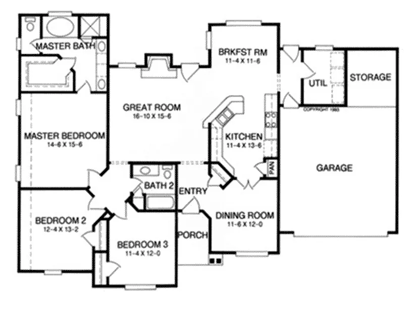 Ranch House Plan First Floor - 019D-0036 - Shop House Plans and More