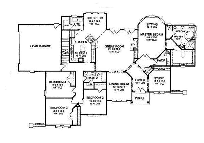 Traditional House Plan First Floor - 019D-0041 - Shop House Plans and More