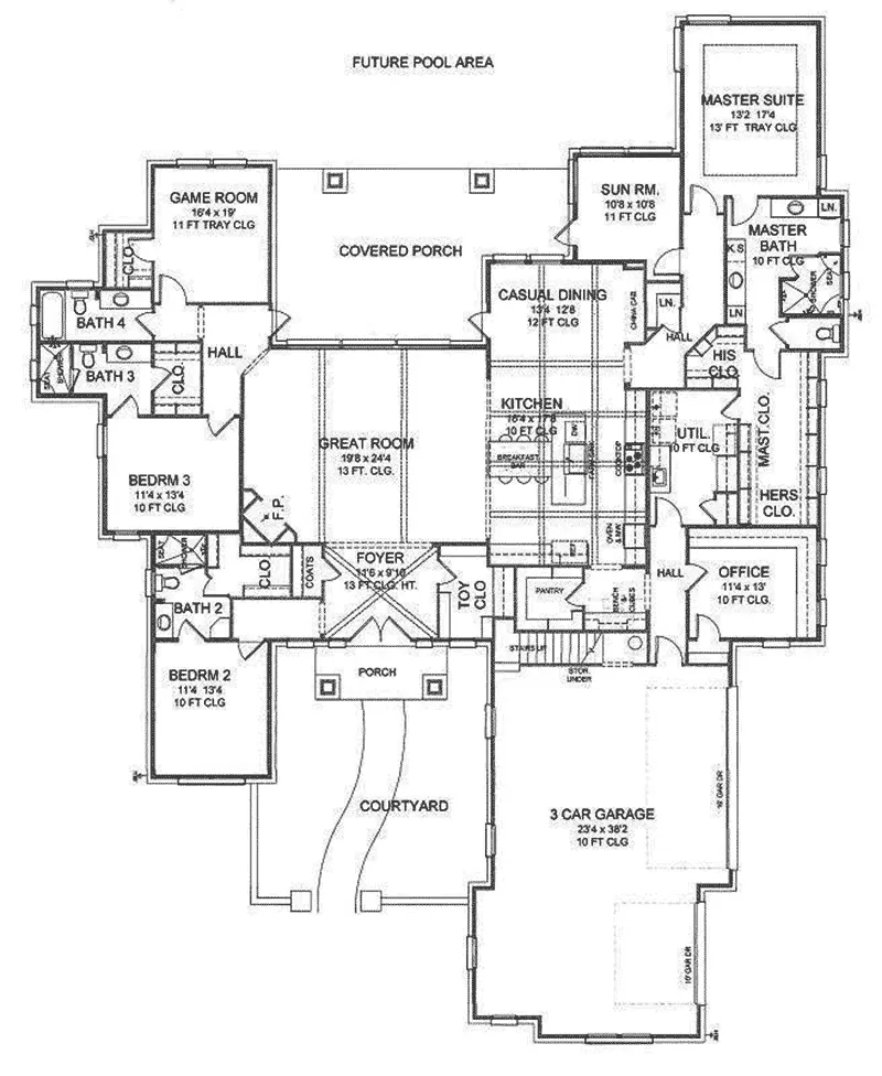 Lake Home Plan First Floor 019S-0005