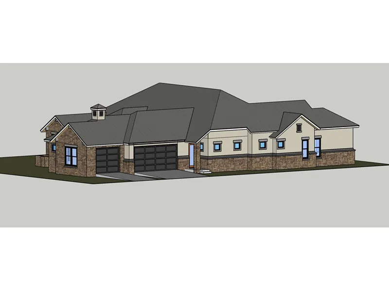 Ranch House Plan Side View Photo 02 - 019S-0005 - Shop House Plans and More
