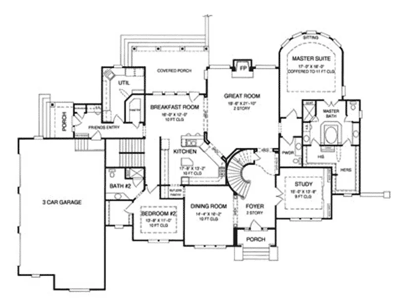 Country French House Plan First Floor - 019S-0041 - Shop House Plans and More