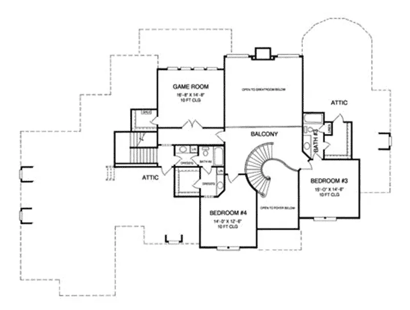 Country French House Plan Second Floor - 019S-0041 - Shop House Plans and More