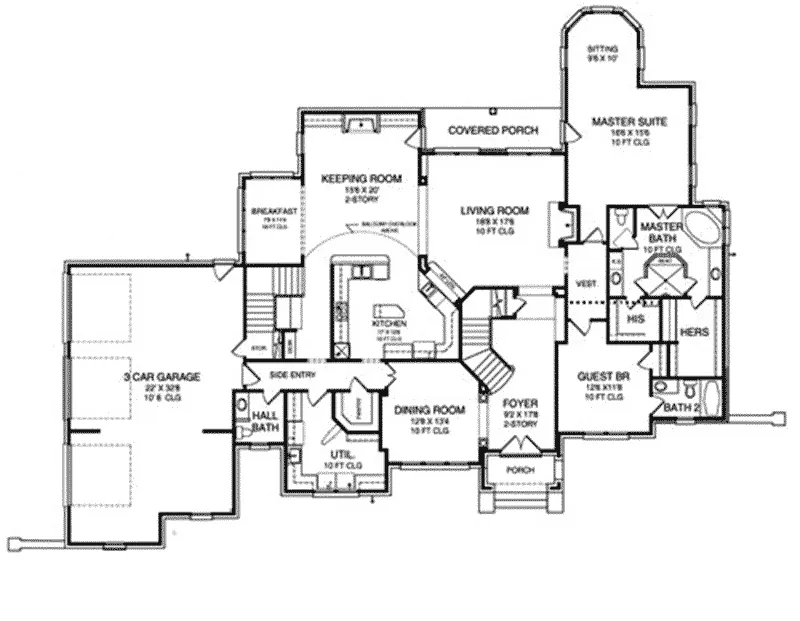 European House Plan First Floor - 019S-0047 - Shop House Plans and More