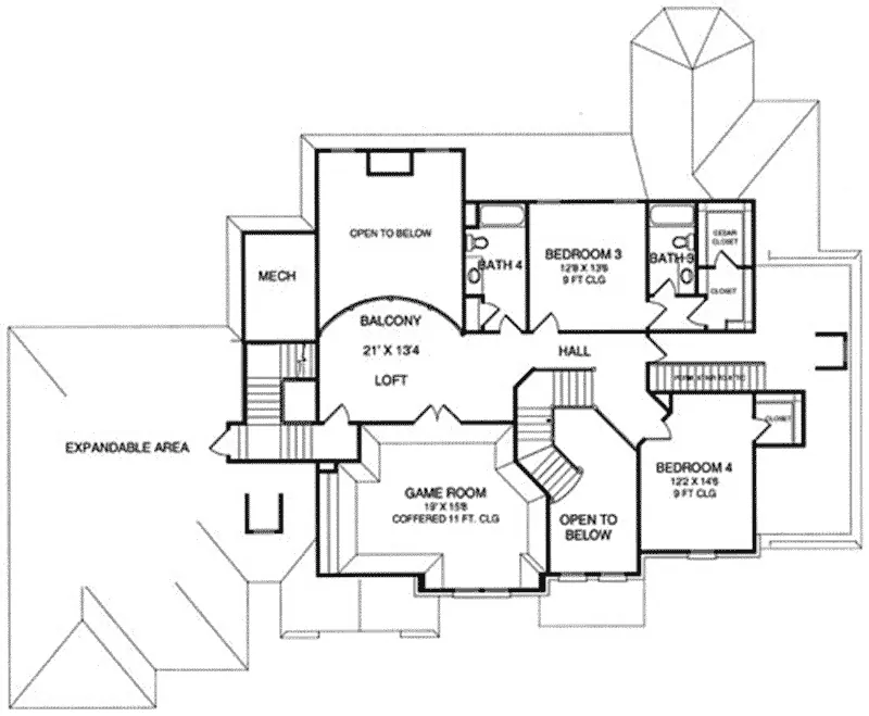 European House Plan Second Floor - 019S-0047 - Shop House Plans and More