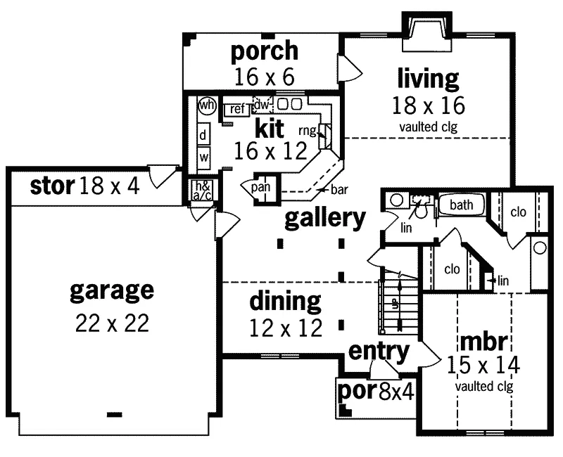 Tudor House Plan First Floor - Huntley Point European Home 020D-0004 - Search House Plans and More