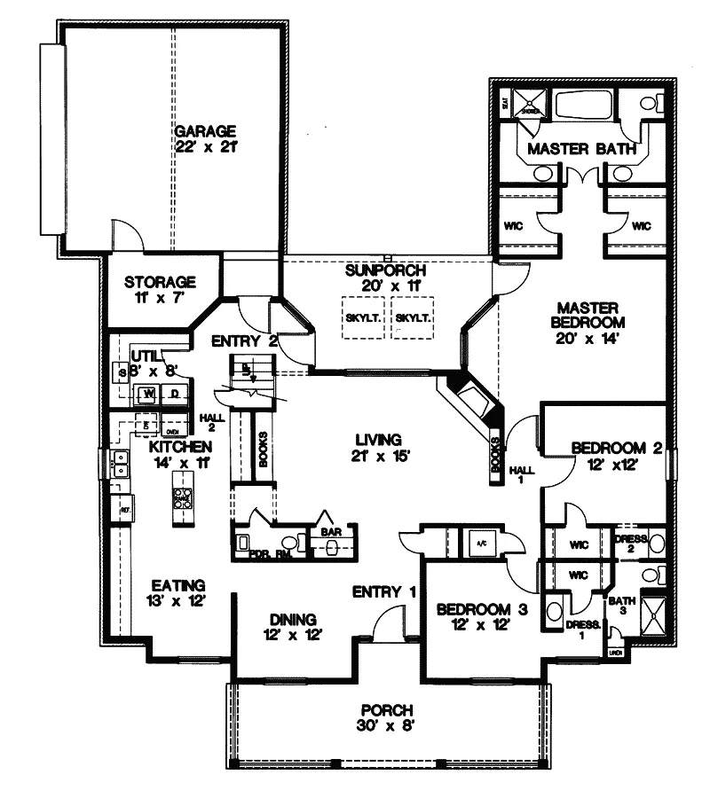 Southern House Plan First Floor - Harlowton Southern Home 020D-0009 - Search House Plans and More