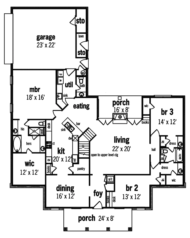 Country House Plan First Floor - Dearborn Southern Country Home 020D-0012 - Search House Plans and More