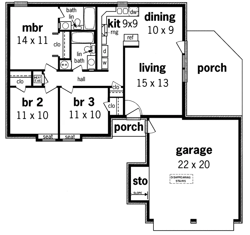 Traditional House Plan First Floor - Salem Narrow Lot Home 020D-0026 - Shop House Plans and More