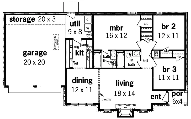 Traditional House Plan First Floor - Little Rock Rustic Cottage Home 020D-0028 - Shop House Plans and More