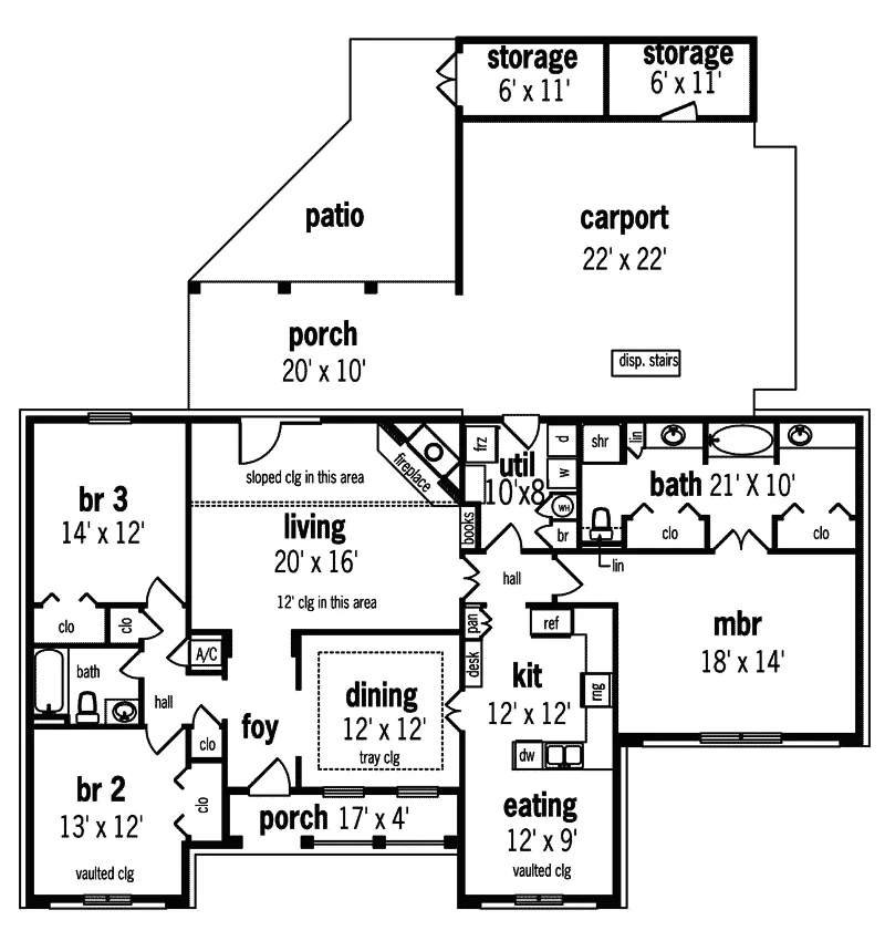 Country House Plan First Floor - Peach Orchard Ranch Home 020D-0036 - Shop House Plans and More