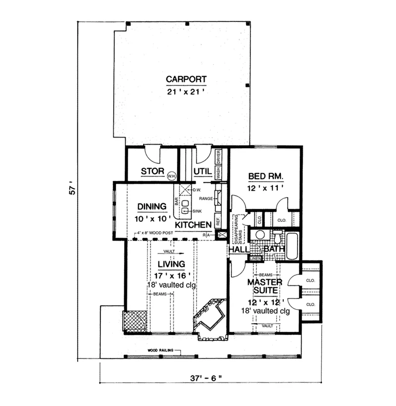Beach & Coastal House Plan First Floor - Huntsville Rustic Cottage Home 020D-0056 - Search House Plans and More