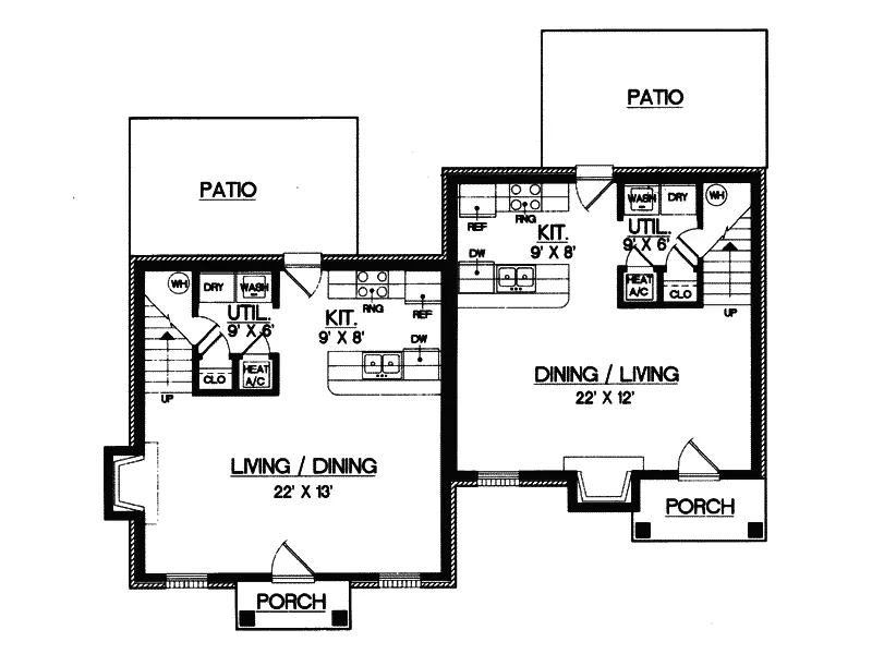 Multi-Family House Plan First Floor - Dumbarton 2-Story Duplex 020D-0058 - Search House Plans and More
