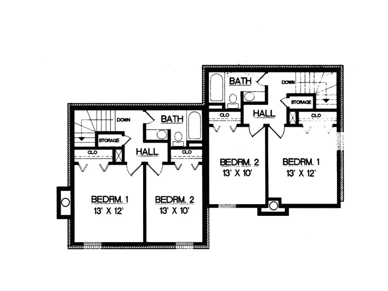 Multi-Family House Plan Second Floor - Dumbarton 2-Story Duplex 020D-0058 - Search House Plans and More