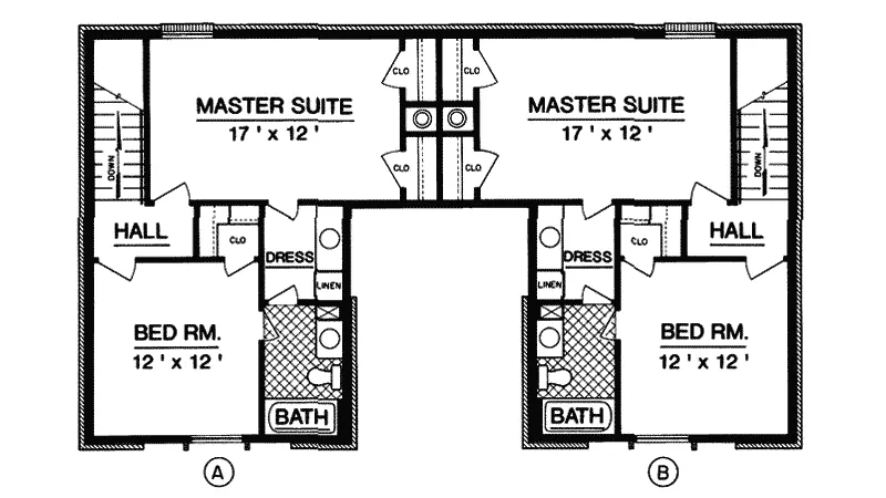 Tudor House Plan Second Floor - Waldenburg Tudor Style Duplex 020D-0063 - Shop House Plans and More