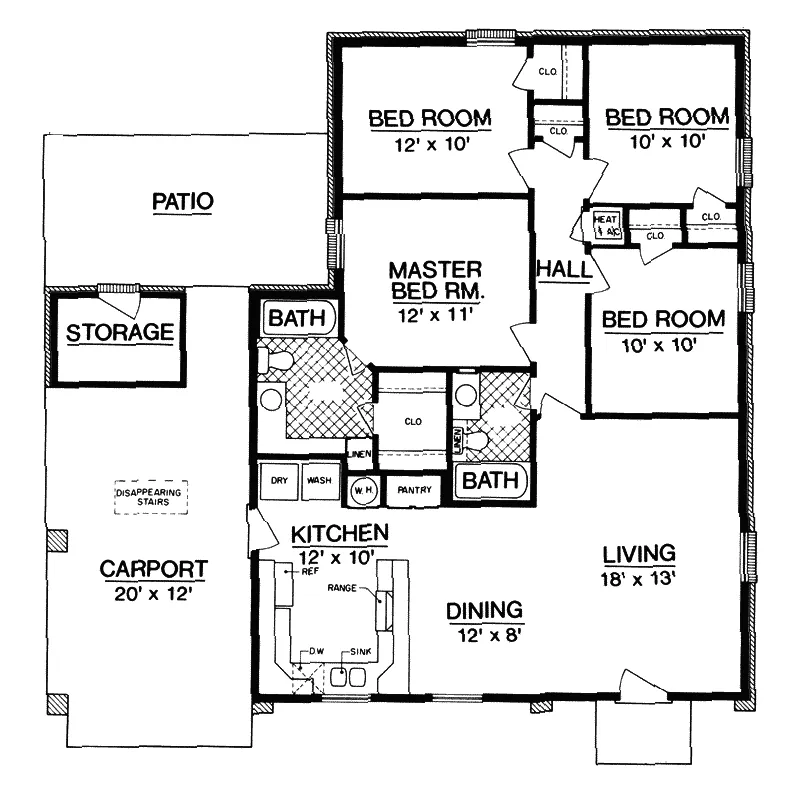 English Cottage House Plan First Floor - Harmony Springs Ranch Home 020D-0075 - Search House Plans and More