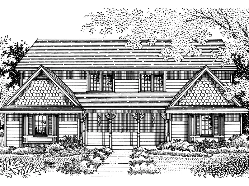 Country-Style Home With Shingle Siding On Gables