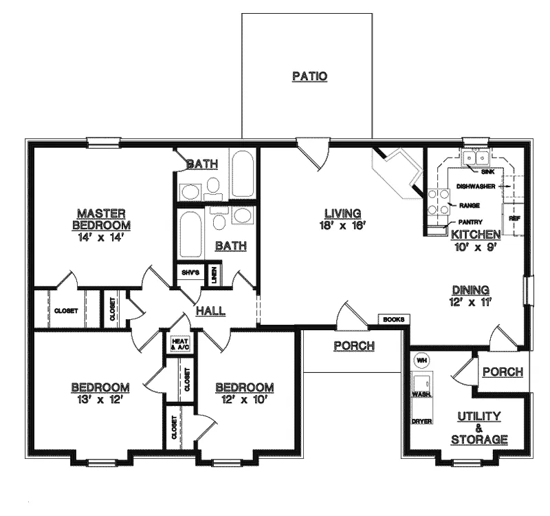 Traditional House Plan First Floor - Faulkner Ranch Home 020D-0083 - Search House Plans and More