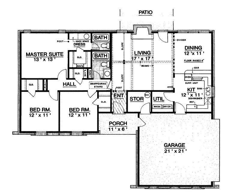 Country House Plan First Floor - Forrest City Ranch Home 020D-0089 - Search House Plans and More
