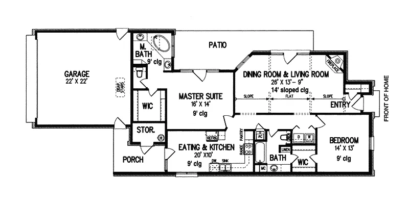 Ranch House Plan First Floor - Howell Grove Narrow Lot Home 020D-0095 - Search House Plans and More