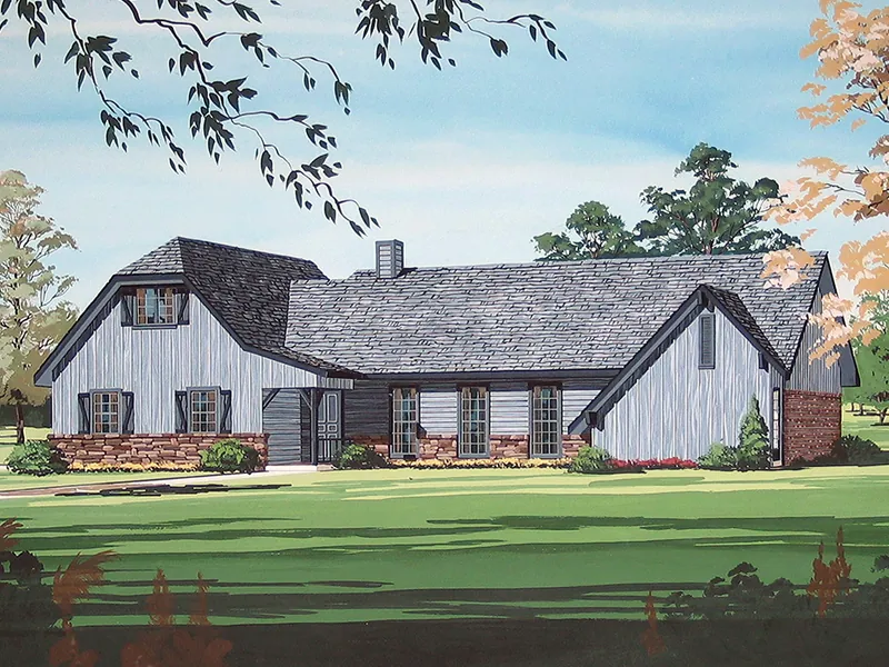 Rustic European Farmhouse Style Two-Story Home With Brick Accents